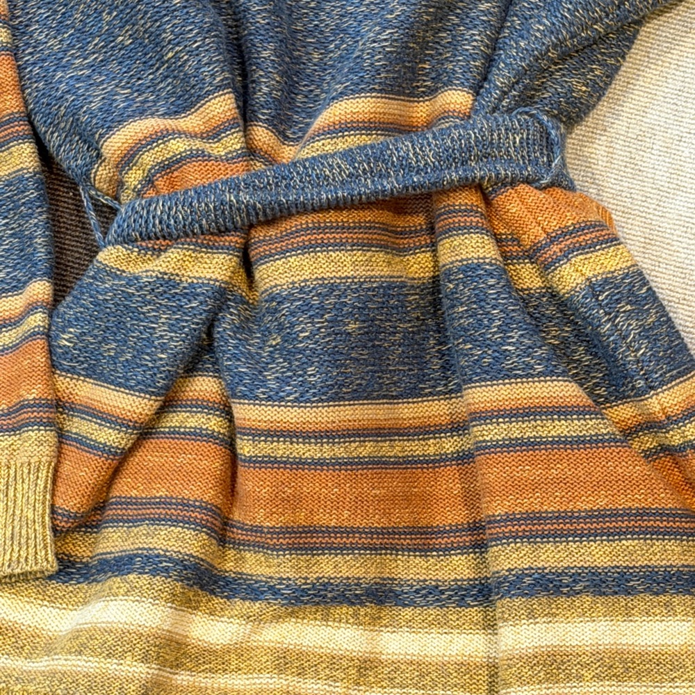 Lauren Ralph Lauren Striped Belted Cotton Blend Cardigan Southwestern Boho - Picture 8 of 13